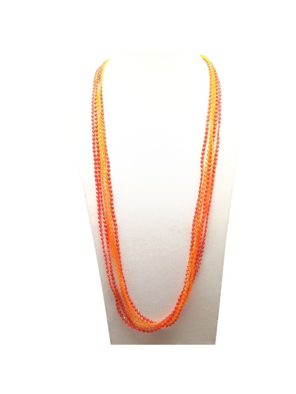 Vintage Bright Pops Beaded Necklace Flapper Length Lightweight Plastic Red